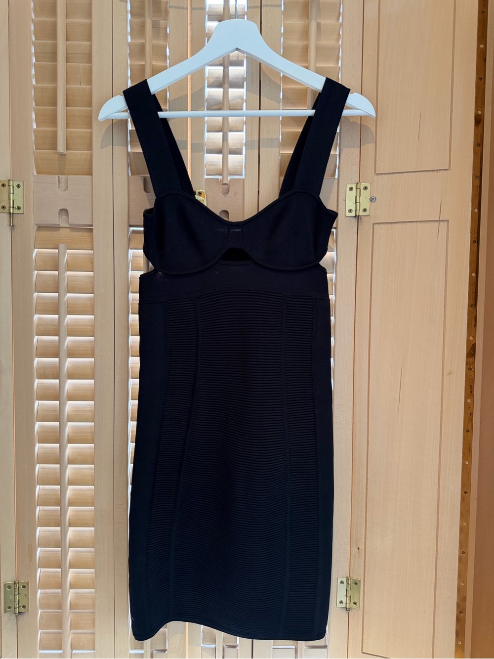 Herve Leger Cut Out Bandage Mini Dress in Black